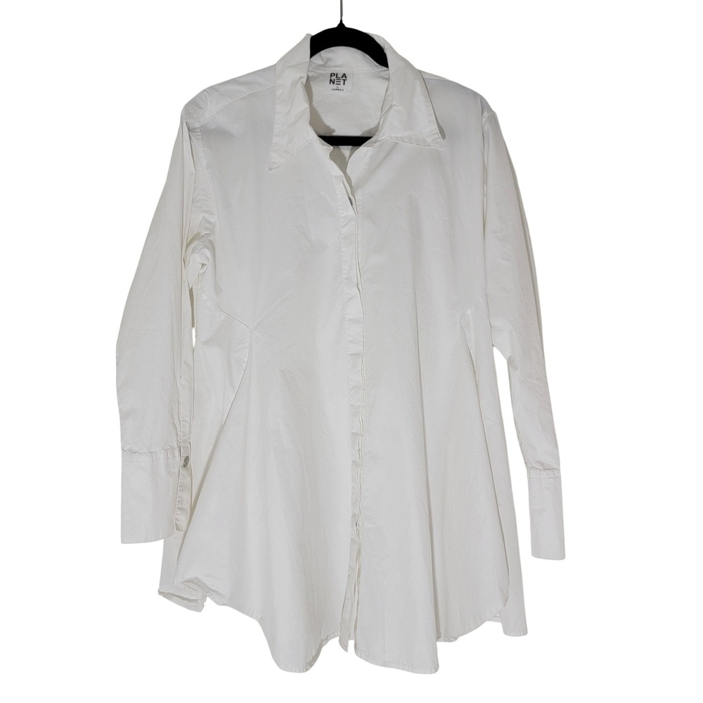 Planet by Lauren G Artist Smock White Cotton Tunic Shirt Made in USA sz 1 6-8